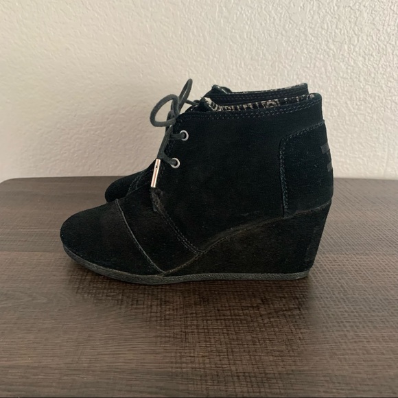 TOMS 380515 Boots Black Desert Wedge Ankle Booties size 7 - Picture 6 of 12